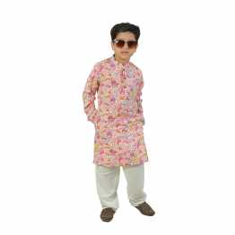 "Boys' Slim Fit Panjabi  Linen Print Multicolor  "